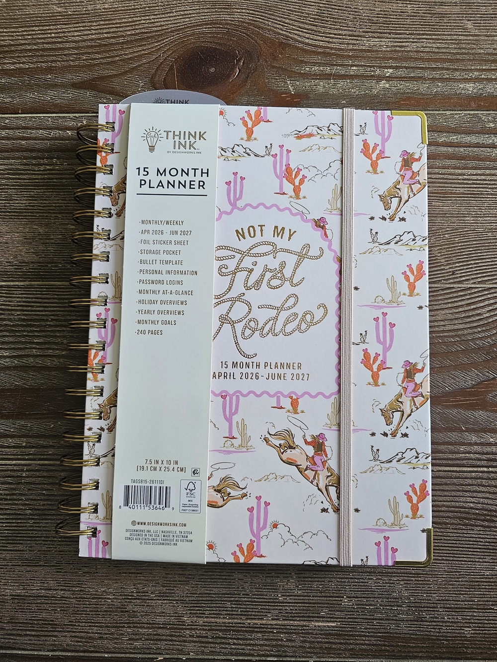 Pink 'Not My First Rodeo' 15-Month Planner